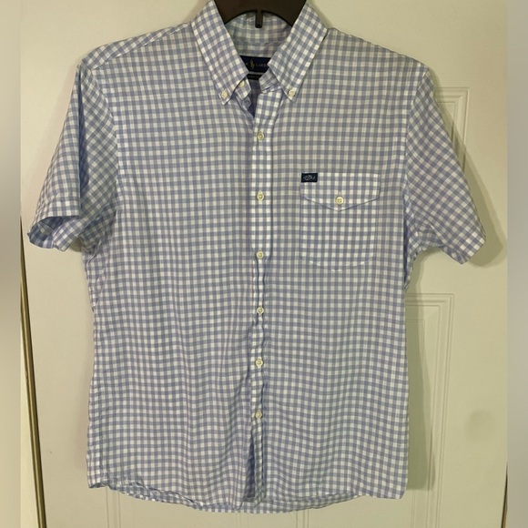 Ralph Lauren Mens M Short Sleeve Button Down Classic Fit Shirt Blue Checkered - Picture 1 of 8